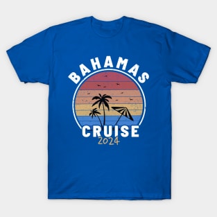 Bahamas Cruise 2024 - Sunset Retro Blue T-Shirt